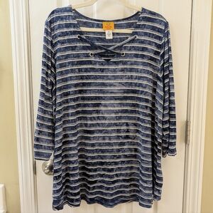 Ruby Rd. Navy and White Striped Tunic